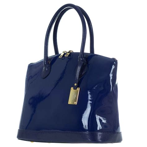 navy blue patent leather handbags.